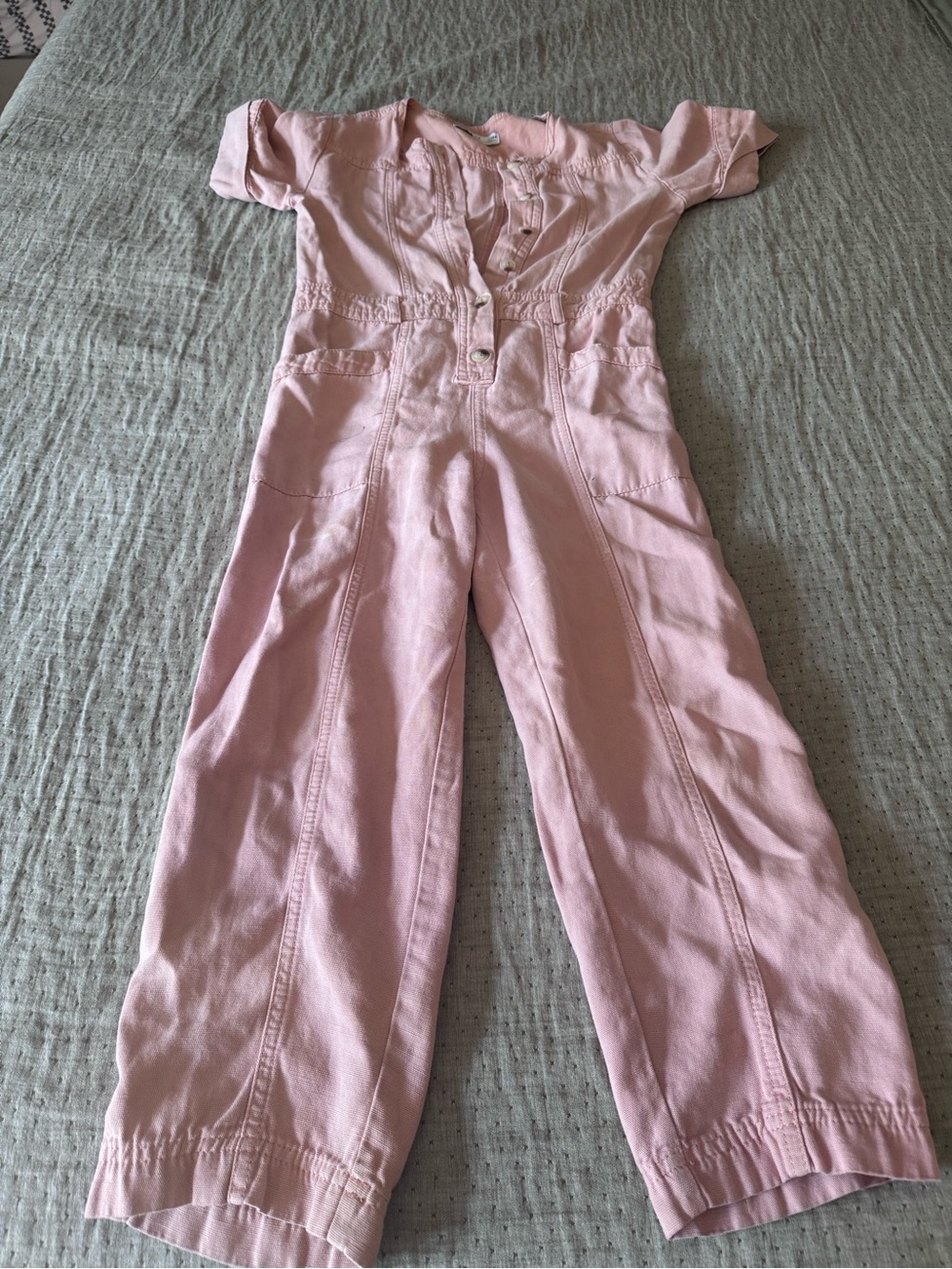 Zara Pink Girls Short-Sleeve Jumpsuit